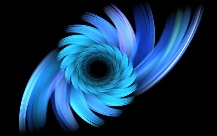 blue flower, art, fractals, vortex, design material, abstract material