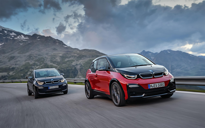 BMW i3s, 2018, 4k, kompakt, hatchback, elektrikli arabalar, yeni, kırmızı i3, Alman otomobil, BMW