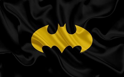 Batman, 4k, svart siden konsistens, Batman logotyp, emblem, Arkham