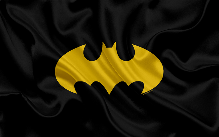 Download wallpapers Batman, 4k, black silk texture, Batman logo, emblem