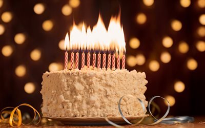 Birthday cake, candles, confetti, Birthday, cakes