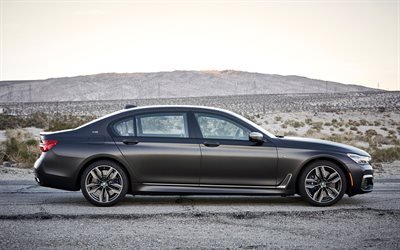 BMW M760Li, xDrive, 2017, BMW G12, luxury sedan, musta matta M7, business-luokassa, Saksan autoja, 4k, BMW