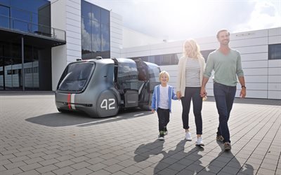 Volkswagen Sedric, 2017, Concept, unmanned vehicle, future electric car, minivan, German cars, Volkswagen
