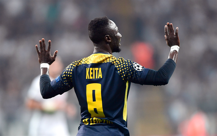 Naby Keita, 4k, RB Leipzig, footballers, FC Leipzig, soccer, Bundesliga, Keita