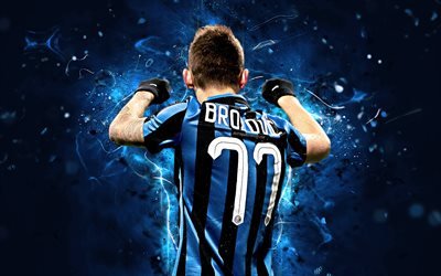 Marcelo Brozovic, baksida, kroatiska fotbollsspelare, Internationella, Italien, fotboll, Serie A, Brozovic, Inter Milan, italiensk fotboll club, neon lights, Inter Milan FC, abstrakt konst