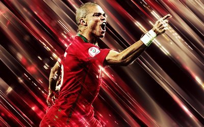 Pepe, Kepler Laveran Lima Ferreira, creative art, ter&#228;t tyyli, Portugalin jalkapalloilija, Portugalin jalkapallomaajoukkue, punainen luova tausta, Portugali, jalkapallo