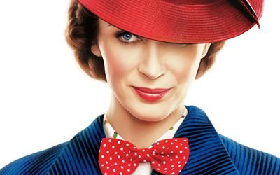 Mary Poppins Retorna, 2018, 4k, promo, cartaz, Emily Blunt, Filme de fam&#237;lia, American film