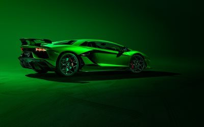 Lamborghini Aventador SVJ, superautot, 2018 autoja, hypercars, vihre&#228; Aventador, Lamborghini