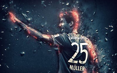 Thomas M&#252;ller, fan sanat, futbol yıldızları, FC Bayern M&#252;nih, Yabadene Belkacem, futbol, Muller, Bundesliga, Alman futbolcular