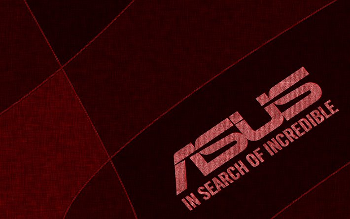 Asus red logo, 4k, creative, red fabric background, Asus logo, brands, Asus
