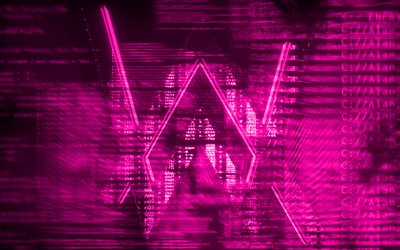 Alan Walker violetti logo, luova, digitaalista taidetta, supert&#228;hti&#228;, Alan Walker-logo, musiikin t&#228;hdet, Alan Walker