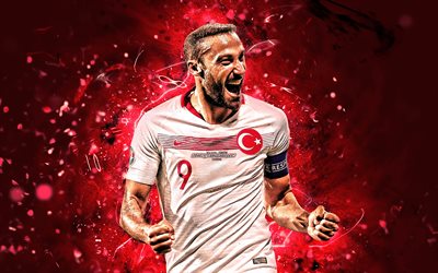 Cenk Tosun, 2019, Turkey National Team, forward, soccer, footballers, Tosun, abstract art, neon lights, Turkish football team