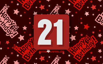 4k, Felice, di 21 Anni, Compleanno, rosso, astratto sfondo, un minimo, 21 &#176; Compleanno, Felice 21 &#176; compleanno, arte, concetto