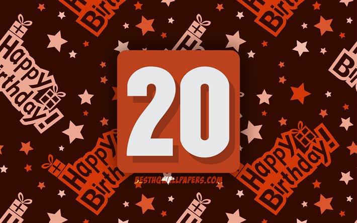 4k, 嬉しい20年の誕生日, オレンジの概要を背景, 誕生パーティー, 最小限の, 20歳の誕生日を, 幸せの20歳の誕生日を, 作品, 誕生日プ, 20歳の誕生日パ