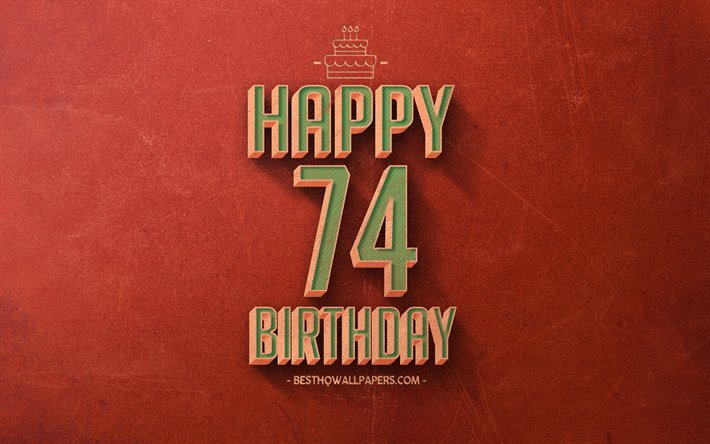 74分には嬉しいお誕生日, オレンジ色のレトロな背景, 嬉しい74歳の誕生日, レトロの誕生の背景, レトロアート, 74年の誕生日, お誕生日おめで背景