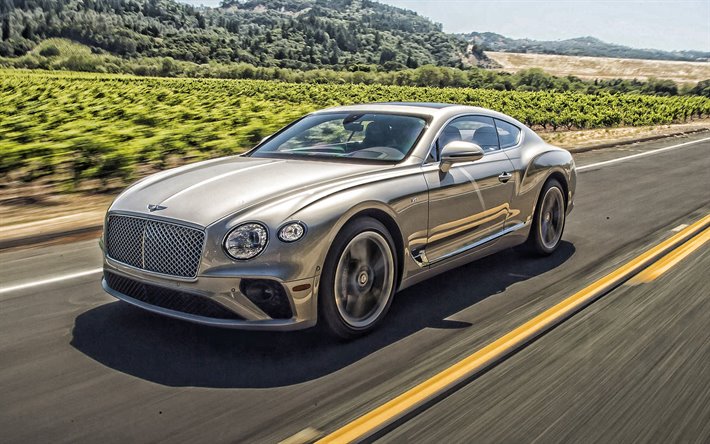 Bentley Continental GT, 2020, Luxury Sport Coupe, exterior, front view, new beige Continental GT, British cars, Bentley