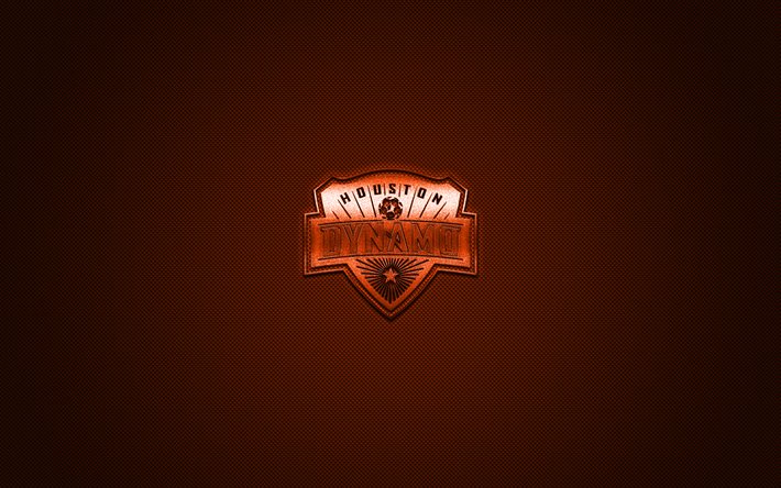 Houston Dynamo, MLS, l&#39;American club de football, de la Ligue Majeure de Soccer, orange logo orange en fibre de carbone de fond, football, Houston, Texas, etats-unis, logo