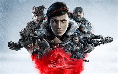 4k, Gears 5, characters cast, 2019 games, shooter, poster, 2019 Gears 5
