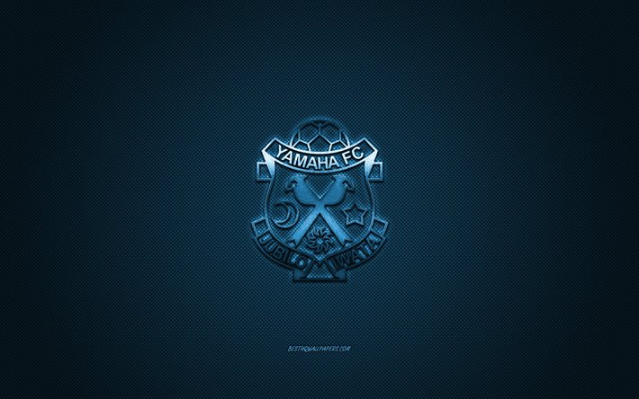 Jubilo Iwata, Giapponese football club, J1 League, logo blu, blu contesto in fibra di carbonio, calcio, Iwata, Giappone, logo, Giappone Professional Football League