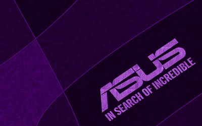 Asus violet logo, 4k, creative, violet fabric background, Asus logo, brands, Asus