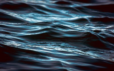 4k, l&#39;eau bleue de la texture, sombre de l&#39;eau, de la macro, de l&#39;eau ondul&#233; textures, ondul&#233;, de milieux, de macros, de bleu, de l&#39;eau horizons, le bleu de l&#39;eau, les vagues, les textures de l&#39;eau