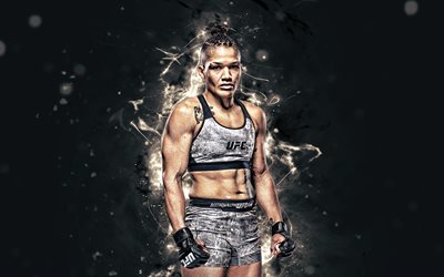 Sijara Eubanks, 4k, white neon lights, American fighters, MMA, UFC, female fighters, Mixed martial arts, Sijara Eubanks 4K, UFC fighters, Sarj, MMA fighters
