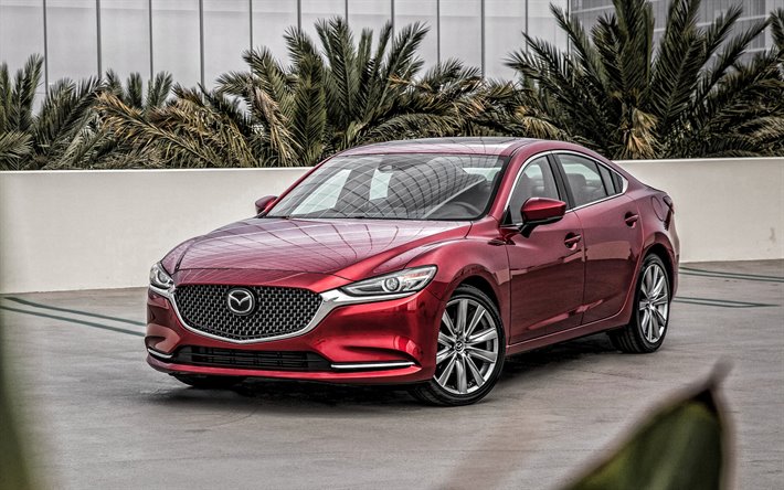 2020, Mazda 6, vue de face, &#224; l&#39;ext&#233;rieur, rouge de luxe, berline, rouge de nouvelles Mazda 6, japonais voitures, Mazda