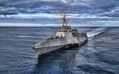 USS Manchester, 4k, LCS-14, littoral combat ships, United States Navy, US army, battleship, LCS, US Navy, Independence-class