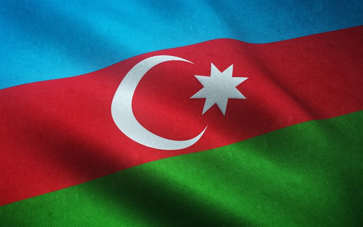 Azerbaycan bayrağı, kumaş dokusu, Azerbaycan dalga bayrağı, Azerbaycan Bayrağı, Azerbaycan 3d bayrağı