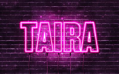 alles gute zum geburtstag taira, 4k, rosa neonlichter, taira name, kreativ, taira alles gute zum geburtstag, taira geburtstag, beliebte japanische weibliche namen, bild mit taira namen, taira