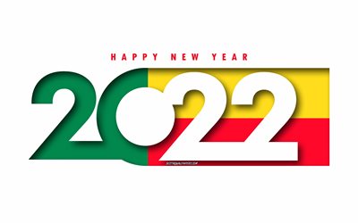 Happy New Year 2022 Benin, white background, Benin 2022, Benin 2022 New Year, 2022 concepts, Benin