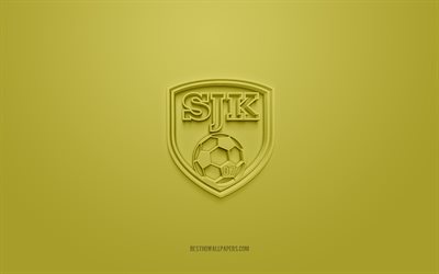 SJK, creative 3D logo, green background, Finnish football team, Veikkausliiga, Seinajoki, Finland, football, SJK 3d logo, Seinajoen Jalkapallokerho