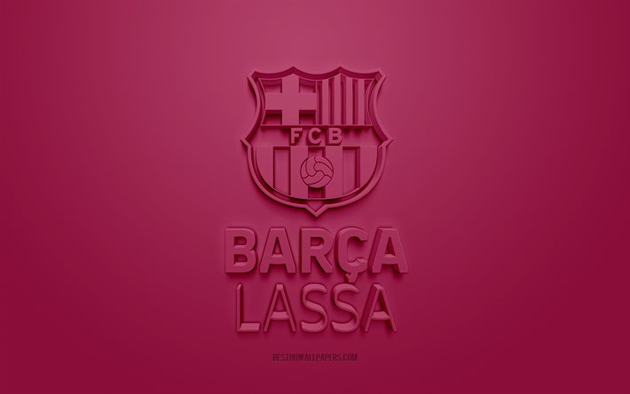 FC Barcelona Basquet, logotipo 3D criativo, fundo cor de vinho, Sele&#231;&#227;o espanhola de basquete, Liga ACB, Barcelona, Espanha, arte 3D, basquete, logotipo 3D do FC Barcelona Basquet
