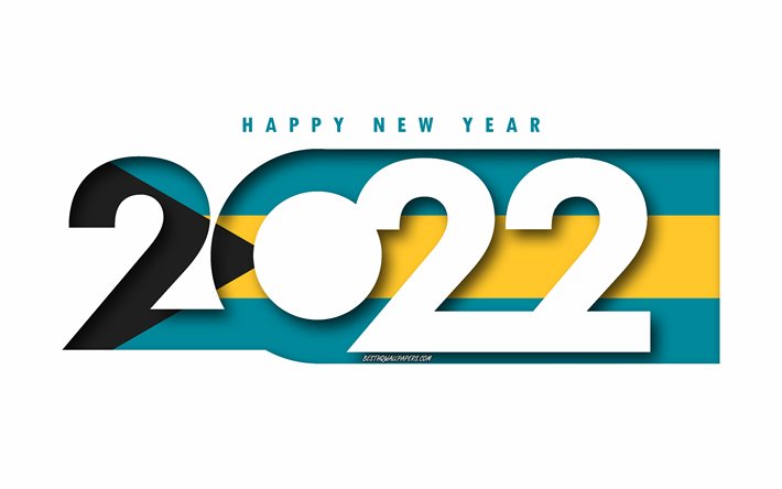 Feliz Ano Novo 2022 Bahamas, fundo branco, Bahamas 2022, Bahamas 2022 Ano Novo, conceitos de 2022, Bahamas