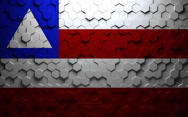Bandeira da Bahia, arte em favo de mel, bandeira em hex&#225;gonos da Bahia, Bahia, arte em hex&#225;gonos 3D, bandeira da Bahia