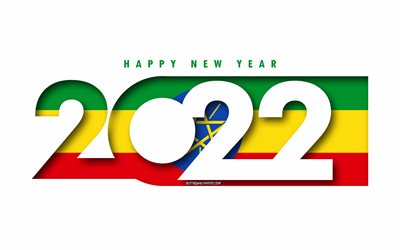 Feliz Ano Novo 2022 Eti&#243;pia, fundo branco, Eti&#243;pia 2022, Eti&#243;pia 2022 Ano Novo, conceitos 2022, Eti&#243;pia