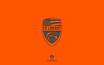 FC Lorient, orange background, French football team, FC Lorient emblem, Ligue 1, Lorient, France, football, FC Lorient logo