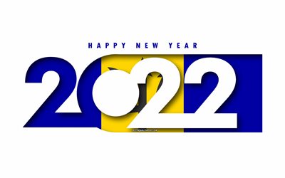 Hyv&#228;&#228; uutta vuotta 2022 Barbados, valkoinen tausta, Barbados 2022, Barbados 2022 uusi vuosi, 2022 konseptit, Barbados
