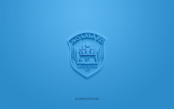 LALA FC, venezuelansk fotbollsklubb, bl&#229; logotyp, bl&#229; kolfiberbakgrund, Venezuelan Primera Division, fotboll, Ciudad Guayana, Venezuela, LALA FC-logotypen