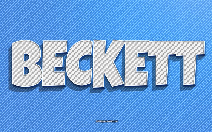 Beckett, fond de lignes bleues, fonds d&#39;&#233;cran avec des noms, nom Beckett, noms masculins, carte de voeux Beckett, dessin au trait, photo avec nom Beckett