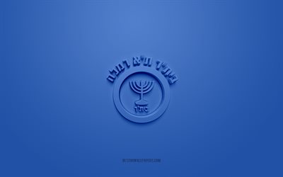Beitar Tel Aviv Bat Yam FC, creative 3D logo, blue background, Liga Leumit, 3d emblem, Israel Football Club, Tel Aviv, Israel, 3d art, football, Beitar Tel Aviv Bat Yam 3d logo