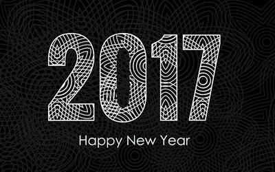 2017, New Year, Black Background, Christmas Wallpaper