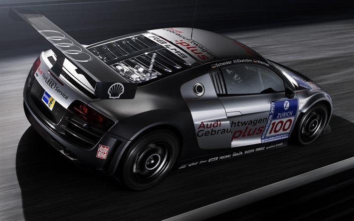 Audi R8, racing bil, Audi racing, svart Audi