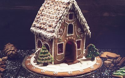 Navidad, pastel de casa, A&#241;o Nuevo, decoraciones
