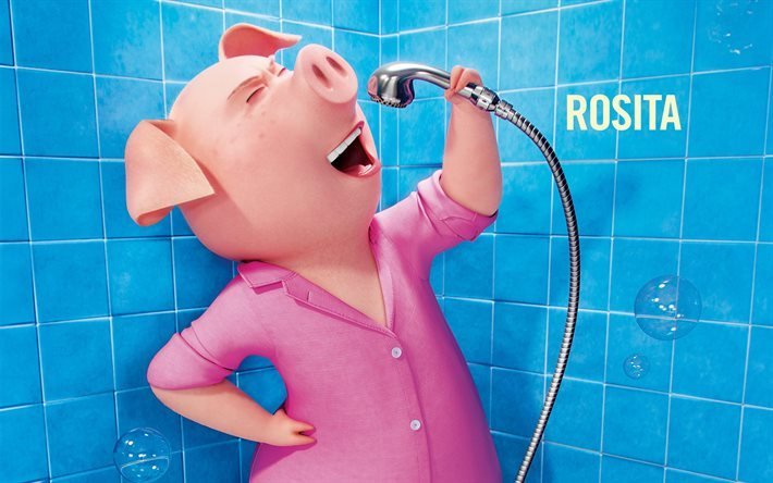 laulaa, 2016, rosita, vaaleanpunainen sika, sika 3D