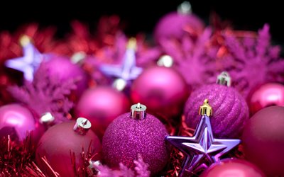 rosa bolas de Navidad, Año Nuevo, Navidad, paisajes sonoros, juguetes de Navidad