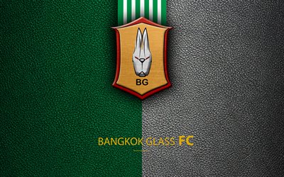 Bangkok Vidro FC, 4K, Tailand&#234;s Futebol Clube, logo, emblema, textura de couro, Banguecoque, Tail&#226;ndia, Thai League 1, futebol, Thai Premier League