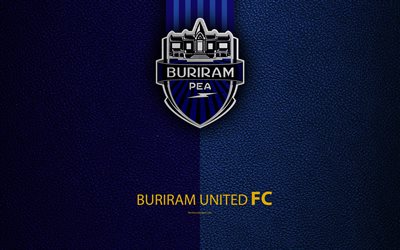 Buriram United FC, 4K, Thai Football Club, nahka rakenne, Buriram, Thaimaa, logo, tunnus, Thai League 1, jalkapallo, Thai Premier League