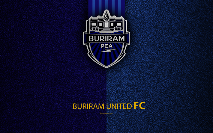 Buriram United FC, 4K, Thai Football Club, leather texture, Buriram, Thailand, logo, emblem, Thai League 1, football, Thai Premier League