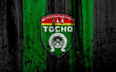 4k, FC Tosno, grunge, Russian Premier League, art, soccer, football club, Russia, Tosno, logo, stone texture, Tosno FC